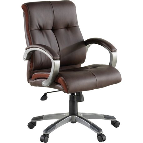 Lorell Low-back Executive Office Chair - Brown Leather Seat - 5-star Base - Brown - 1 Each