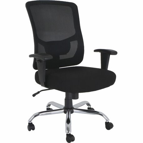 Lorell High-capacity Mesh High-back Task Chair - Fabric Seat - Mid Back - 5-star Base - Black - 1 Each