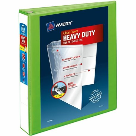 Avery Heavy-Duty View Binders - Locking One Touch EZD Rings - 1 1/2" Binder Capacity - Letter - 8 1/2" x 11" Sheet Size - 400 Sh