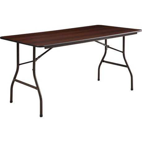 Lorell Economy Folding Table - Melamine Rectangle Top - 500 lb Capacity - 60" Table Top Length x 30" Table Top Width x 0.63" Tab