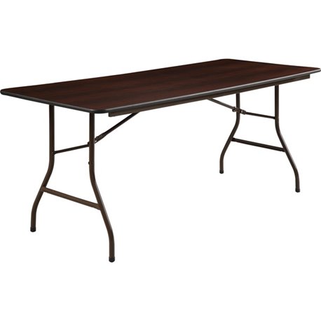 Lorell Economy Folding Table - Melamine Rectangle Top - 500 lb Capacity - 72" Table Top Length x 30" Table Top Width x 0.63" Tab