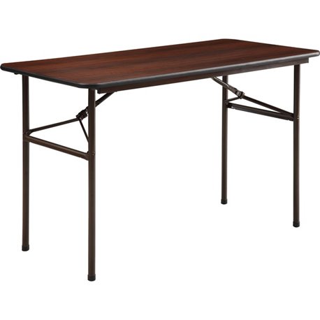 Lorell Economy Folding Table - Melamine Rectangle Top - 500 lb Capacity - 48" Table Top Length x 24" Table Top Width x 0.63" Tab