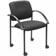 Lorell Upholstered Guest Chair with Arms - Black Seat - Black Steel Frame - Four-legged Base - Black - Armrest - 2 / Carton