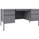 Lorell Fortress Series Double-Pedestal Teachers Desk - 60" x 30"29.5" - Double Pedestal - T-mold Edge - Material: Steel - Finish