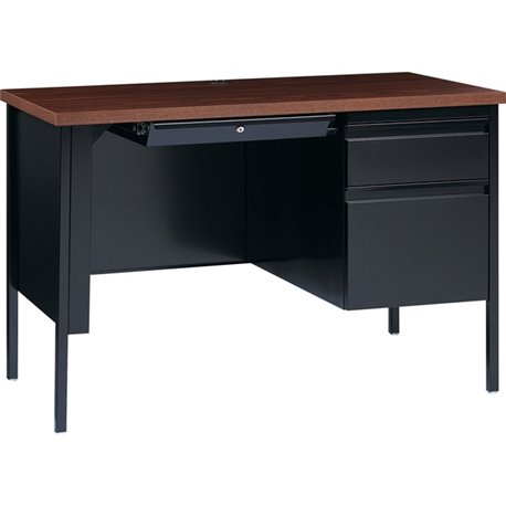 Lorell Fortress Series 45-1/2" Right Single-Pedestal Desk - 45.5" x 24"29.5" , 1.1" Top - Box, File Drawer(s) - Single Pedestal 