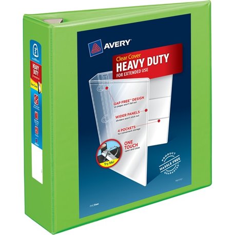 Avery Heavy-Duty View Chartreuse 3" Binder (79779) - Avery Heavy-Duty View 3 Ring Binder, 3" One Touch EZD Rings, 3.5" Spine, 1 