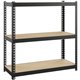 Lorell Narrow Riveted Shelving - 3 Shelf(ves) - 30" Height x 30" Width x 12" Depth - 28% Recycled - Black - Steel - 1 Each