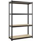 Lorell Narrow Riveted Shelving - 4 Shelf(ves) - 48" Height x 30" Width x 12" Depth - 28% Recycled - Black - Steel - 1 Each