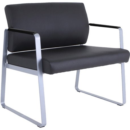 Lorell Healthcare Reception Big & Tall Sled Base Guest Chair - Silver Powder Coated Steel Frame - Sled Base - Black - Vinyl - 1 