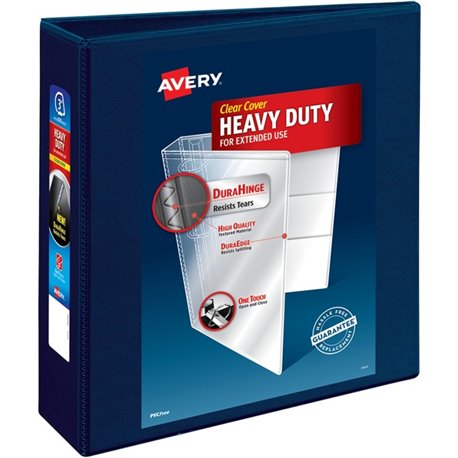 Avery Heavy-Duty View Navy Blue 3" Binder (79803) - Avery Heavy-Duty View 3 Ring Binder, 3" One Touch EZD Rings, 3.5" Spine, 1 N