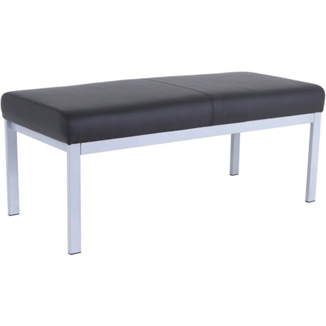 Lorell Healthcare Reception Guest Bench - Silver Powder Coated Steel Frame - Four-legged Base - Black - Vinyl - 1 Each