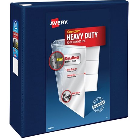 Avery Heavy-Duty View Navy Blue 4" Binder (79804) - Avery Heavy-Duty View 3 Ring Binder, 4" One Touch EZD Rings, 4.5" Spine, 1 N