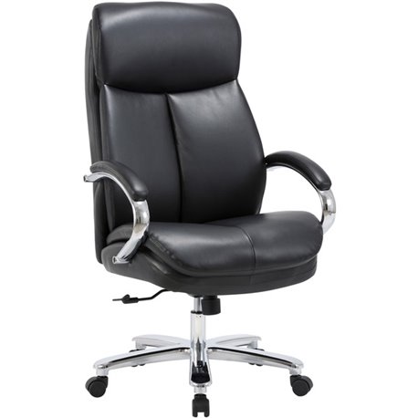 Lorell Big & Tall High-Back Chair - Bonded Leather Seat - Black Bonded Leather Back - High Back - Black - Armrest - 1 Each