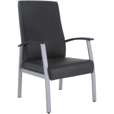 Lorell High-Back Healthcare Guest Chair - Vinyl Seat - Vinyl Back - Powder Coated Silver Steel Frame - High Back - Four-legged B