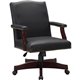 Lorell Traditional Executive Office Chair - Black Bonded Leather Seat - Black Bonded Leather Back - Mid Back - 5-star Base - 1 E