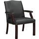 Lorell Deluxe Guest Chair - Black Bonded Leather Seat - Black Bonded Leather Back - Four-legged Base - Black - 1 Each