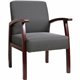 Lorell Thickly Padded Guest Chair - Mahogany Frame - Four-legged Base - Charcoal - 1 Each