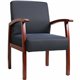 Lorell Thickly Padded Guest Chair - Cherry Frame - Four-legged Base - Midnight Blue - 1 Each