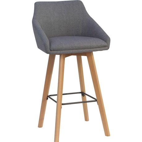 Lorell Gray Flannel Mid-Century Modern Guest Stools - Four-legged Base - Gray - Armrest - 2 / Carton