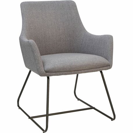 Lorell Mid-century Modern Flannel Guest Chair - Sled Base - Gray - Armrest - 1 Each