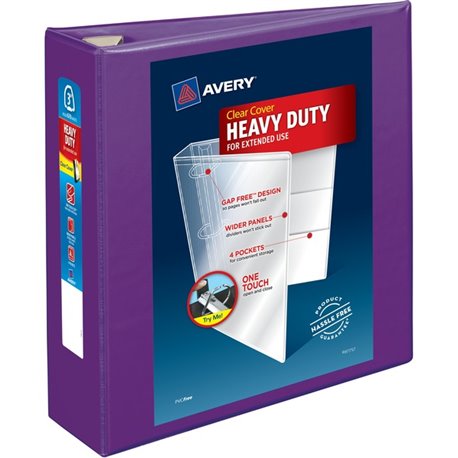 Avery Heavy-Duty View Purple 3" Binder (79810) - Avery Heavy-Duty View 3 Ring Binder, 3" One Touch EZD Rings, 3.5" Spine, 1 Purp