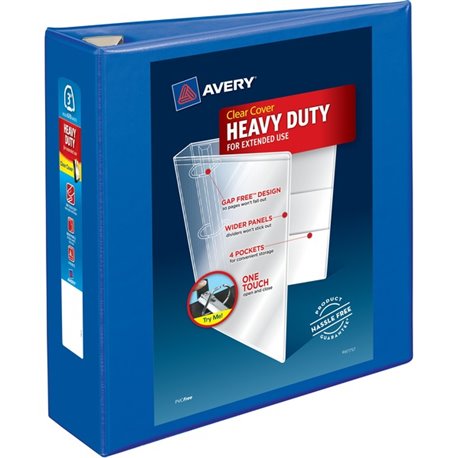 Avery Heavy-Duty View Pacific Blue 3" Binder (79811) - Avery Heavy-Duty View 3 Ring Binder, 3" One Touch EZD Rings, 3.5" Spine, 