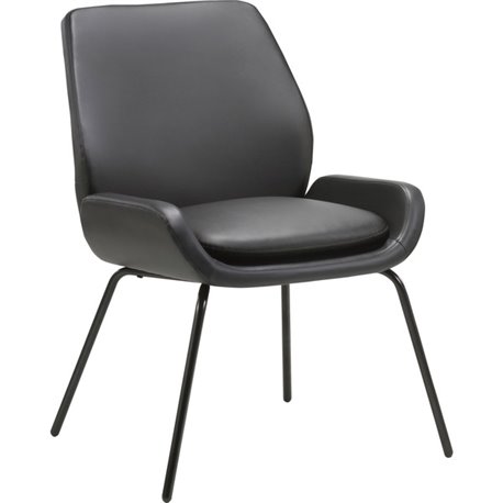 Lorell U-Shaped Seat Guest Chair - Bonded Leather Seat - Bonded Leather Back - Black - 1 Each