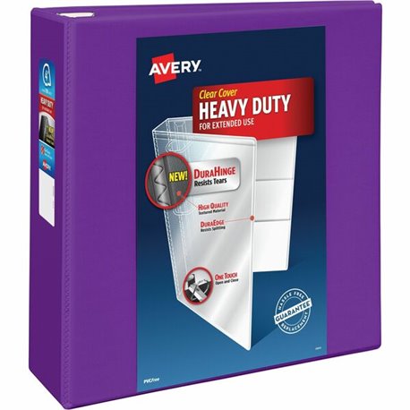 Avery Heavy-Duty View Purple 4" Binder (79813) - Avery Heavy-Duty View 3 Ring Binder, 4" One Touch EZD Rings, 4.5" Spine, 1 Purp