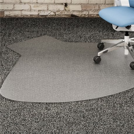 Lorell L-Workstation Medium-pile Chairmat - Carpeted Floor - 66" Length x 60" Width x 0.125" Thickness - Lip Size 12" Length x 2