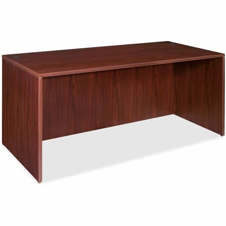 Lorell Essentials Series Rectangular Desk Shell - 70.9" x 35.6" x 1" x 29.5" - Finish: Laminate, Mahogany - Grommet, Cord Manage