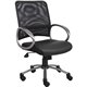 Lorell Mesh Mid-Back Task Chair - Black Leather Seat - 5-star Base - Black - 1 Each