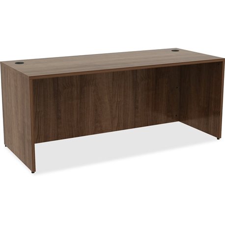 Lorell Essentials Series Rectangular Desk Shell - 72" x 30"29.5" Desk, 0.1" Edge - Material: Metal - Finish: Walnut Laminate