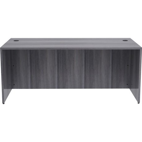 Lorell Essentials Series Rectangular Desk Shell - 72" x 36"29.5" , 1" Top - Laminate, Weathered Charcoal Table Top - Grommet