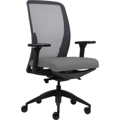 Lorell Executive Mesh High-Back Office Chair - Gray Vinyl Seat - High Back - Armrest - 1 Each