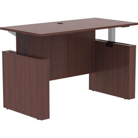 Lorell Essentials Series Sit-to-Stand Desk Shell - 0.1" Top, 1" Edge, 60" x 29"49" - Finish: Mahogany - Mahogany Laminate Table 