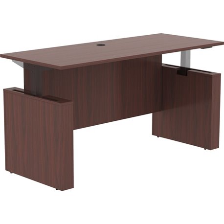 Lorell Essentials Series Sit-to-Stand Desk Shell - 0.1" Top, 1" Edge, 72" x 29"49" - Finish: Mahogany - Laminate Table Top