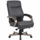 Lorell Executive High-Back Wood Finish Office Chair - Black Leather Seat - Black Leather Back - High Back - Armrest - 1 Each