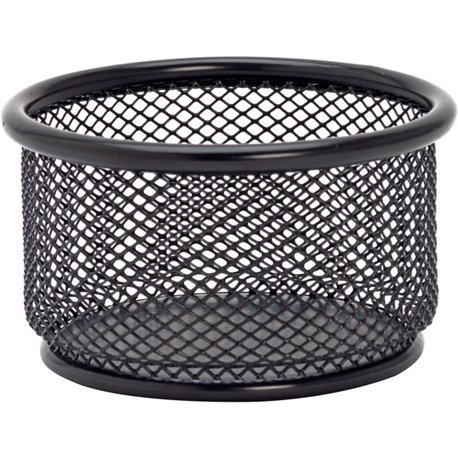 Lorell Mesh Wire Pencil Cup Holder - 3.8" x 2.1" x - Steel - 1 Each - Black
