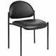 Lorell Reception Guest Chair - Vinyl Back - Tubular Steel Frame - Four-legged Base - Black - 1 Each