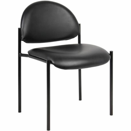 Lorell Reception Guest Chair - Vinyl Back - Tubular Steel Frame - Four-legged Base - Black - 1 Each