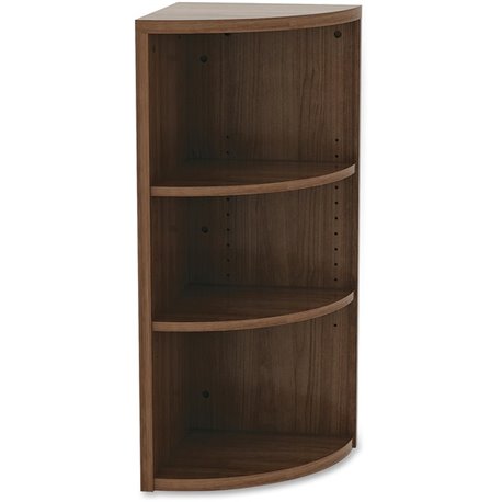 Lorell Essentials Series Hutch End Corner Bookcase - 36" Height x 14.8" Width37.8" Length%Floor - Walnut - Laminate, Polyvinyl C