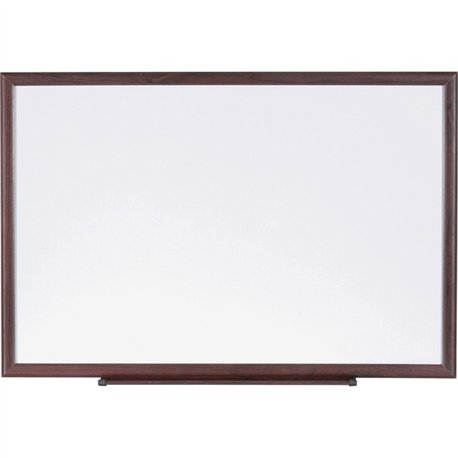 Lorell Dry-Erase Markerboard - 96" (8 ft) Width x 48" (4 ft) Height - White Melamine Surface - Brown Wood Frame - 1 Each