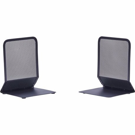 Lorell Mesh Bookends - 7" Height x 5.4" Width x 5.3" DepthDesktop - Sturdy - Black - Steel, Mesh - 1 / Pair