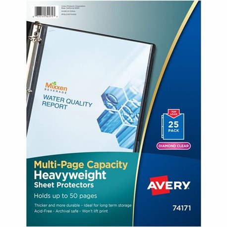 Avery Diamond Clear Multi-Page Capacity Sheet Protectors - 50 x Sheet Capacity - For Letter 8 1/2" x 11" Sheet - Clear - Polypro