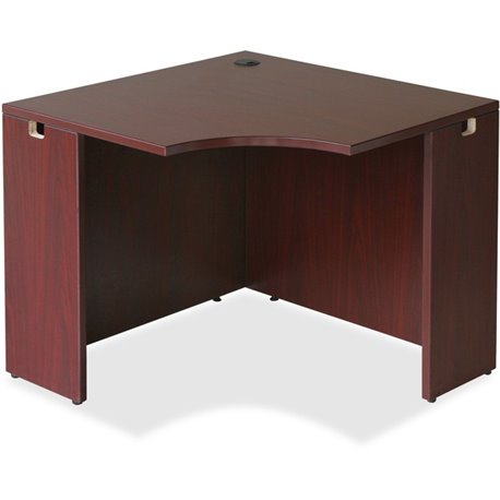 Lorell Essentials Series Corner Desk - Laminated Rectangle, Mahogany Top - 35.38" Table Top Width x 35.38" Table Top Depth x 1" 