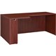 Lorell Essentials Series Left Corner Credenza - 70.9" x 35.4" x 29.5" - Finish: Laminate, Mahogany - Leveling Glide