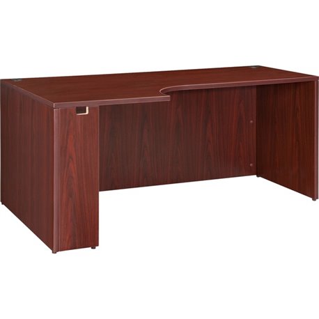 Lorell Essentials Series Left Corner Credenza - 70.9" x 35.4" x 29.5" - Finish: Laminate, Mahogany - Leveling Glide