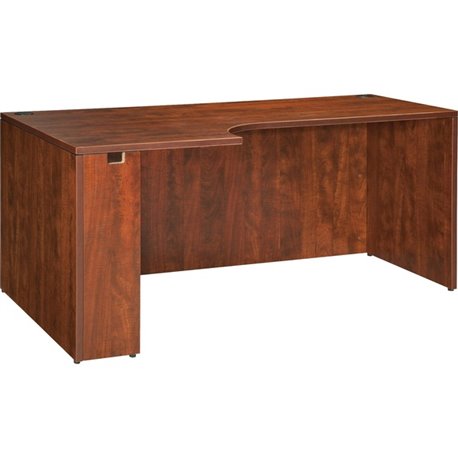 Lorell Essentials Series Left Corner Credenza - 66.1" x 35.4" x 29.5" - Finish: Cherry, Laminate - Leveling Glide