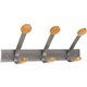 Alba Double Wooden Wall Coat Hook - 3 Hooks - 3 Pegs - for Coat, Clothes - Metal - 1 Each