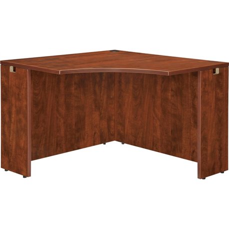 Lorell Essentials Series Corner Desk - 41.4" x 41.4" x 29.5" - Finish: Cherry, Laminate - Leveling Glide